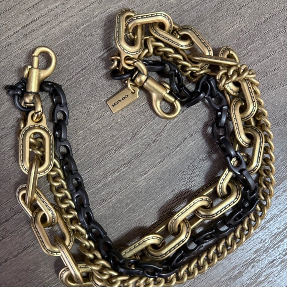 Coach Gold and Black Belt with Chain Detail
